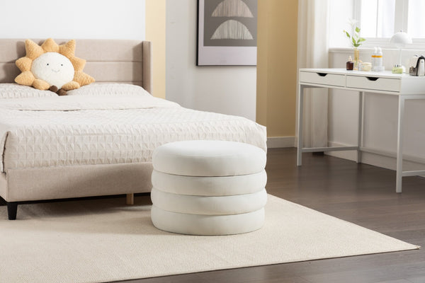 English Elm 007-velvet Round Storage Ottoman Wooden Base Reversible Lid Plush Bedroom Accent W527121976