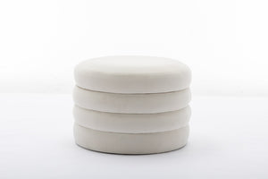 English Elm 007-velvet Round Storage Ottoman Wooden Base Reversible Lid Plush Bedroom Accent W527121976