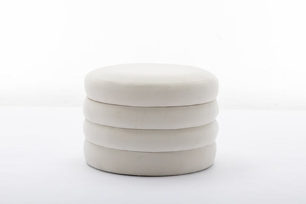 English Elm 007-velvet Round Storage Ottoman Wooden Base Reversible Lid Plush Bedroom Accent W527121976