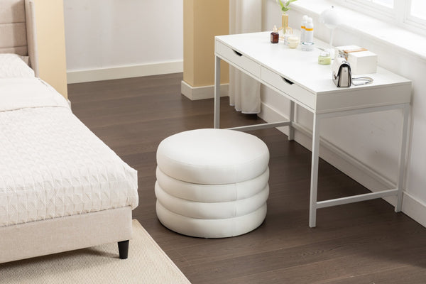 English Elm 007-velvet Round Storage Ottoman Wooden Base Reversible Lid Plush Bedroom Accent W527121976