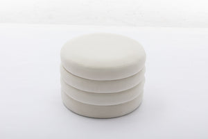 English Elm 007-velvet Round Storage Ottoman Wooden Base Reversible Lid Plush Bedroom Accent W527121976