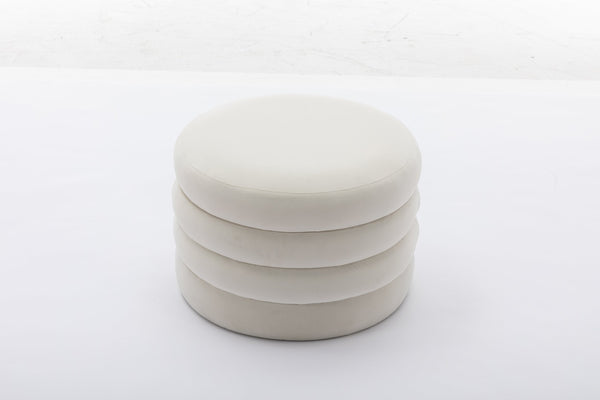 English Elm 007-velvet Round Storage Ottoman Wooden Base Reversible Lid Plush Bedroom Accent W527121976