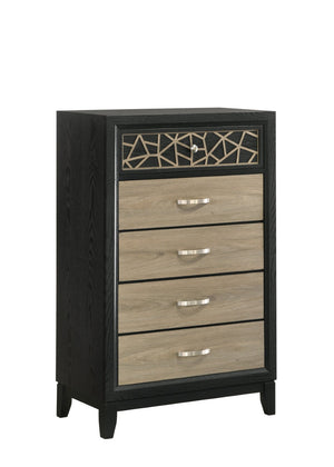 English Elm Selena Modern Chest With Black And Natural Wood Finish - 5 Spacious Drawers For Stylish Storage Solutions B009139130-GIGA
