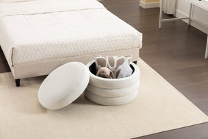 English Elm 007-velvet Round Storage Ottoman Wooden Base Reversible Lid Plush Bedroom Accent W527121976