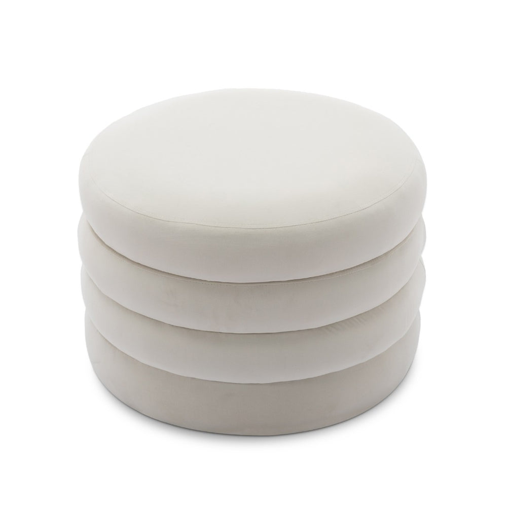 English Elm 007-velvet Round Storage Ottoman Wooden Base Reversible Lid Plush Bedroom Accent W527121976