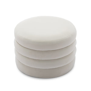 English Elm 007-velvet Round Storage Ottoman Wooden Base Reversible Lid Plush Bedroom Accent W527121976