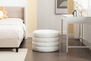 English Elm 007-velvet Round Storage Ottoman Wooden Base Reversible Lid Plush Bedroom Accent W527121976