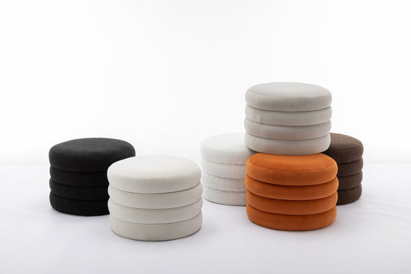 English Elm 007-velvet Round Storage Ottoman Wooden Base Reversible Lid Plush Bedroom Accent W527121976