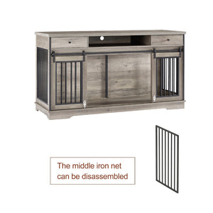 English Elm Super Wide Furniture Grade Dog Crate Tv Stand with Drawers for Two Pets W1162122208