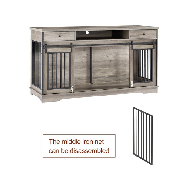 English Elm Super Wide Furniture Grade Dog Crate Tv Stand with Drawers for Two Pets W1162122208