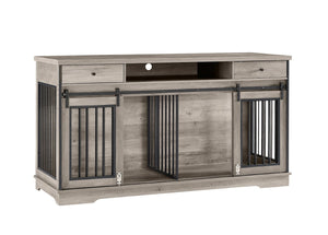 English Elm Super Wide Furniture Grade Dog Crate Tv Stand with Drawers for Two Pets W1162122208
