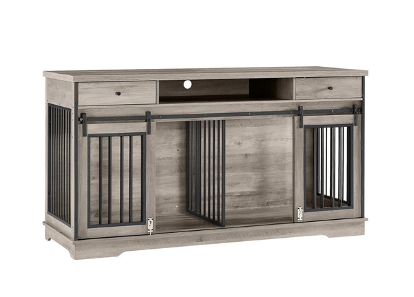 English Elm Super Wide Furniture Grade Dog Crate Tv Stand with Drawers for Two Pets W1162122208