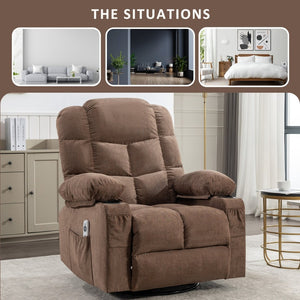 English Elm Massage Rocker Recliner Oversized Chair with Heat Vibration and Usb Charging Port W1521S00010