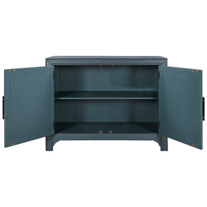English Elm U_style Vintage Two Door Accent Cabinet with Adjustable Shelf and Raised Leg Base WF313558AAV