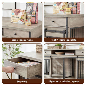 English Elm Super Wide Furniture Grade Dog Crate Tv Stand with Drawers for Two Pets W1162122208