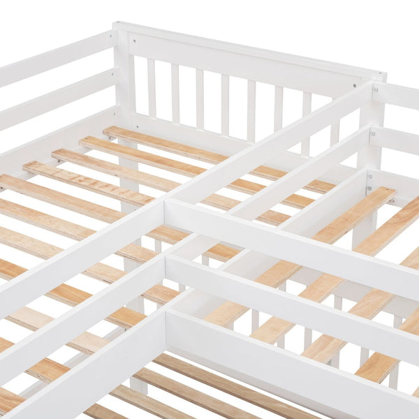 English Elm Twin-twin Over Full L-shaped Bunk Bed with Wardrobe Desk and Stair Storage Espresso White LT100542AAK