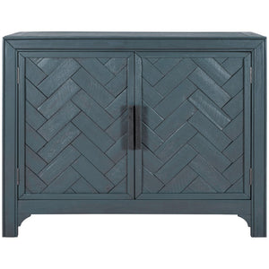 English Elm U_style Vintage Two Door Accent Cabinet with Adjustable Shelf and Raised Leg Base WF313558AAV