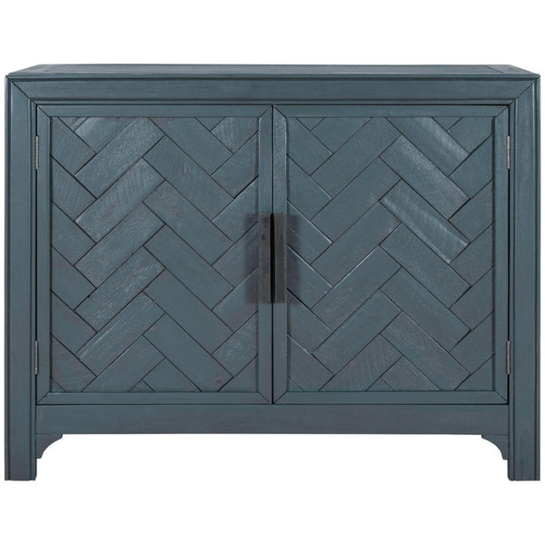 English Elm U_style Vintage Two Door Accent Cabinet with Adjustable Shelf and Raised Leg Base WF313558AAV