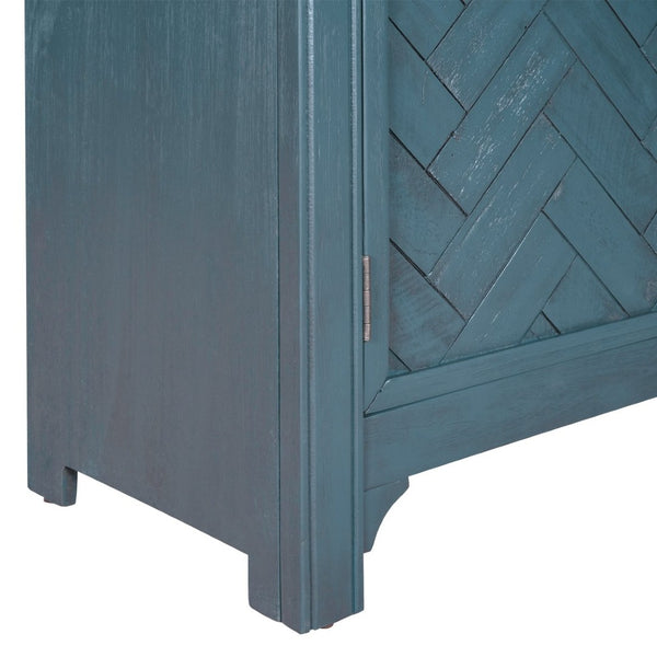 English Elm U_style Vintage Two Door Accent Cabinet with Adjustable Shelf and Raised Leg Base WF313558AAV
