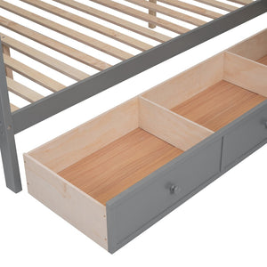 English Elm Twin-twin Over Full L-shaped Bunk Bed with Wardrobe Desk and Stair Storage Espresso Gray LT100542AAE