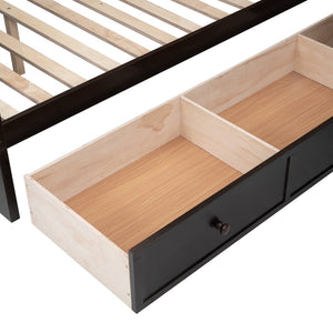 English Elm Twin-twin Over Full L-shaped Bunk Bed with Wardrobe Desk and Stair Storage Espresso LT100542AAP-1