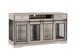 English Elm Super Wide Furniture Grade Dog Crate Tv Stand with Drawers for Two Pets W1162122208