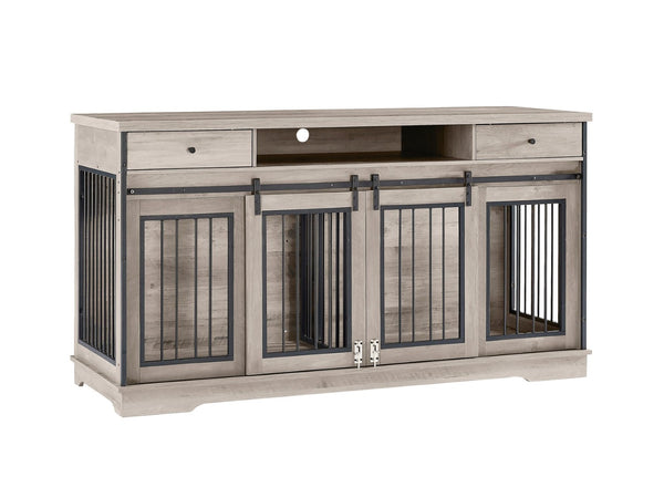 English Elm Super Wide Furniture Grade Dog Crate Tv Stand with Drawers for Two Pets W1162122208