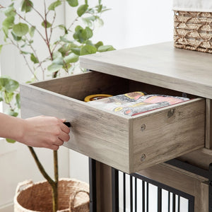 English Elm Super Wide Furniture Grade Dog Crate Tv Stand with Drawers for Two Pets W1162122208