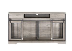 English Elm Super Wide Furniture Grade Dog Crate Tv Stand with Drawers for Two Pets W1162122208