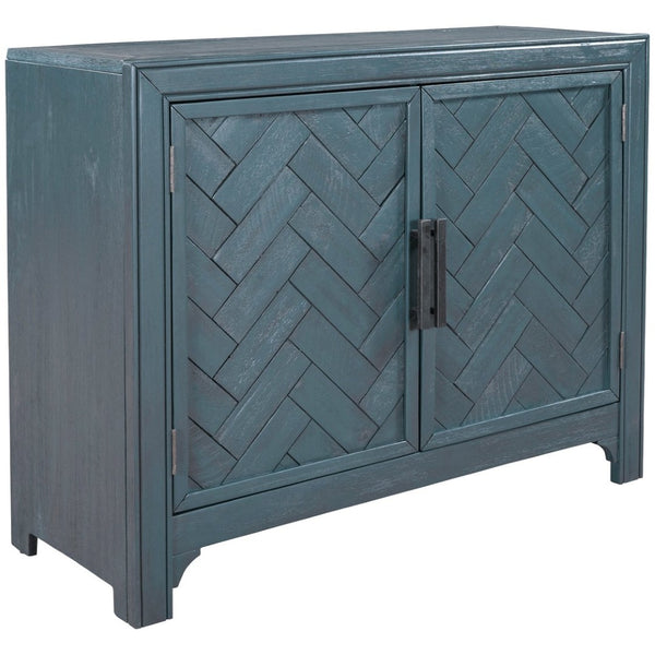 English Elm U_style Vintage Two Door Accent Cabinet with Adjustable Shelf and Raised Leg Base WF313558AAV