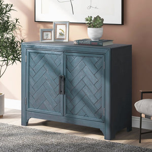 English Elm U_style Vintage Two Door Accent Cabinet with Adjustable Shelf and Raised Leg Base WF313558AAV
