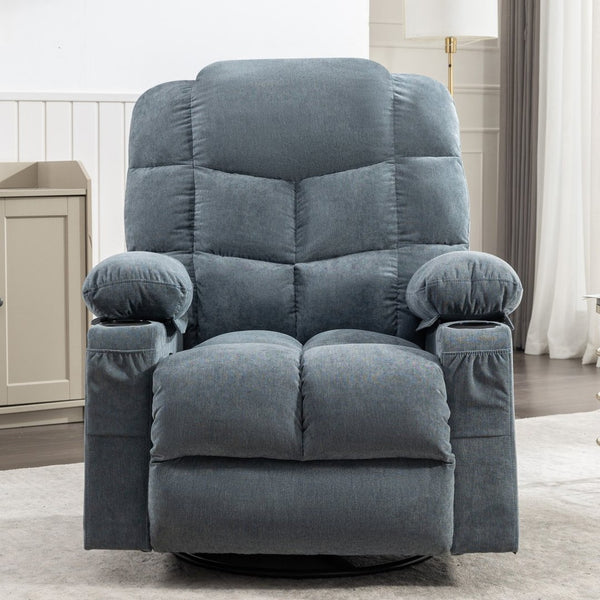 English Elm Massage Rocker Recliner Oversized Chair with Heat Vibration and Usb Charging Port W1521S00012