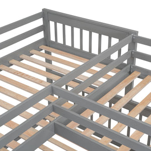 English Elm Twin-twin Over Full L-shaped Bunk Bed with Wardrobe Desk and Stair Storage Espresso Gray LT100542AAE