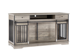 English Elm Super Wide Furniture Grade Dog Crate Tv Stand with Drawers for Two Pets W1162122208