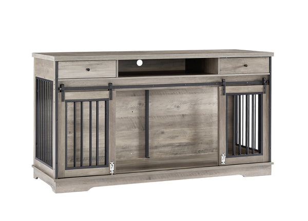 English Elm Super Wide Furniture Grade Dog Crate Tv Stand with Drawers for Two Pets W1162122208