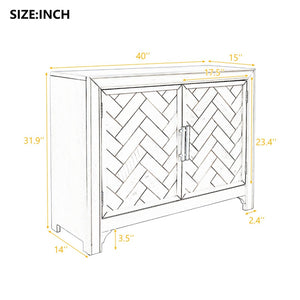 English Elm U_style Vintage Two Door Accent Cabinet with Adjustable Shelf and Raised Leg Base WF313558AAV