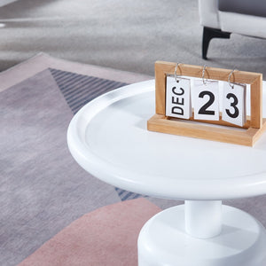 English Elm 2 Piece Matte White Mdf Round Nesting Coffee Table Set for Modern Living Rooms W1241S00208