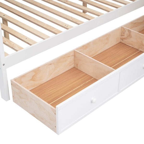 English Elm Twin-twin Over Full L-shaped Bunk Bed with Wardrobe Desk and Stair Storage Espresso White LT100542AAK