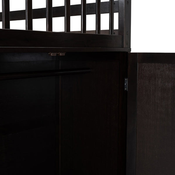English Elm Twin-twin Over Full L-shaped Bunk Bed with Wardrobe Desk and Stair Storage Espresso LT100542AAP-1