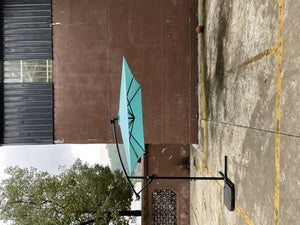 English Elm Rectangle Solar Led Patio Umbrella with Crank Lift Upf 40 Waterproof Garden Shade Turquoise W656127035