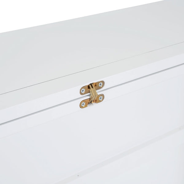 English Elm Full Size Murphy Wall Bed with Usb Charging Removable Shelves Pine Cabinet White LP001660AAK