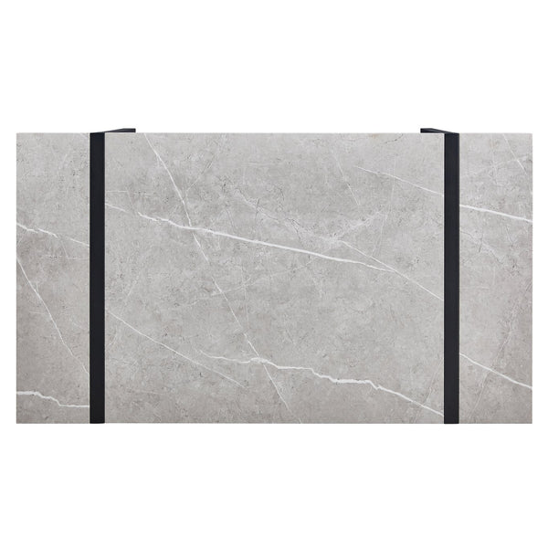 English Elm Modern 55" Dining Table for 4, Industrial MDF+Metal Rectangular Desk for Home, Office, Easy Assembly WF312270AAG