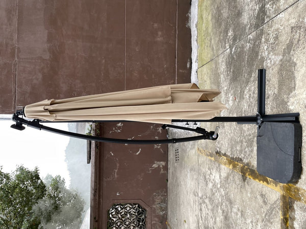 English Elm Square Solar Led Patio Umbrella Upf 40 Polyester Canopy with Crank Lift Wind Vent Tan W656127036
