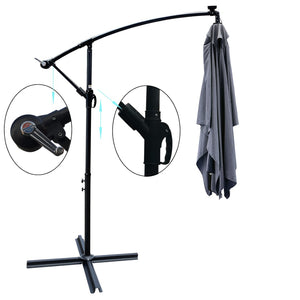 English Elm Rectangle Solar Led Patio Umbrella with Crank Lift Upf 40 Waterproof Garden Shade Anthracite W656127034