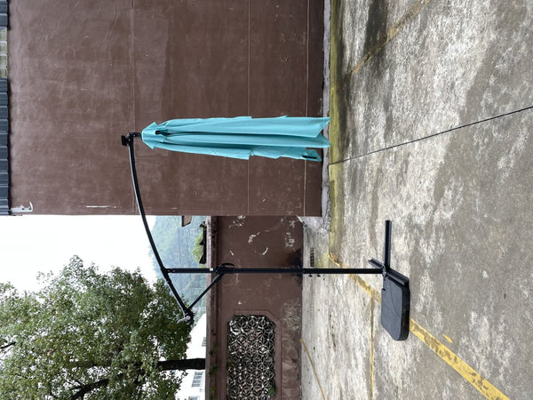 English Elm Rectangle Solar Led Patio Umbrella with Crank Lift Upf 40 Waterproof Garden Shade Turquoise W656127035