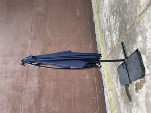 English Elm Square Solar Led Patio Umbrella Upf 40 Polyester Canopy with Crank Lift Wind Vent Navy Blue W656127037
