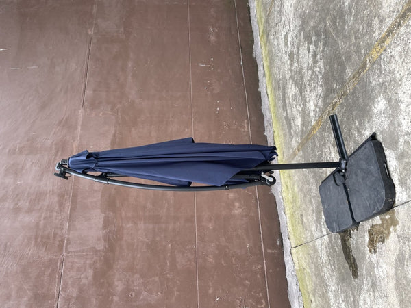 English Elm Square Solar Led Patio Umbrella Upf 40 Polyester Canopy with Crank Lift Wind Vent Navy Blue W656127037