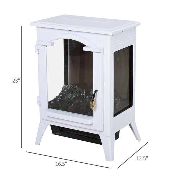 English Elm 23" Electric Fireplace Heater Stove with Realistic LED Logs, 750/1500W Heat, Safety Features, White W2225140844