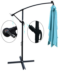 English Elm Rectangle Solar Led Patio Umbrella with Crank Lift Upf 40 Waterproof Garden Shade Turquoise W656127035
