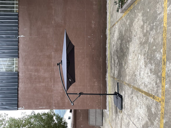 English Elm Rectangle Solar Led Patio Umbrella with Crank Lift Upf 40 Waterproof Garden Shade Anthracite W656127034